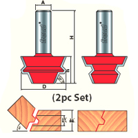 2 Piece Locking Joint Router Bit Set
